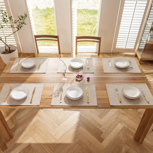 Demetex Cotton-Linen Placemats, Double-Layered, Solid Color, Japanese Style, Flexible, Thick, Insulated, Non-Slip, Easy to Clean, Washable, Kitchen De