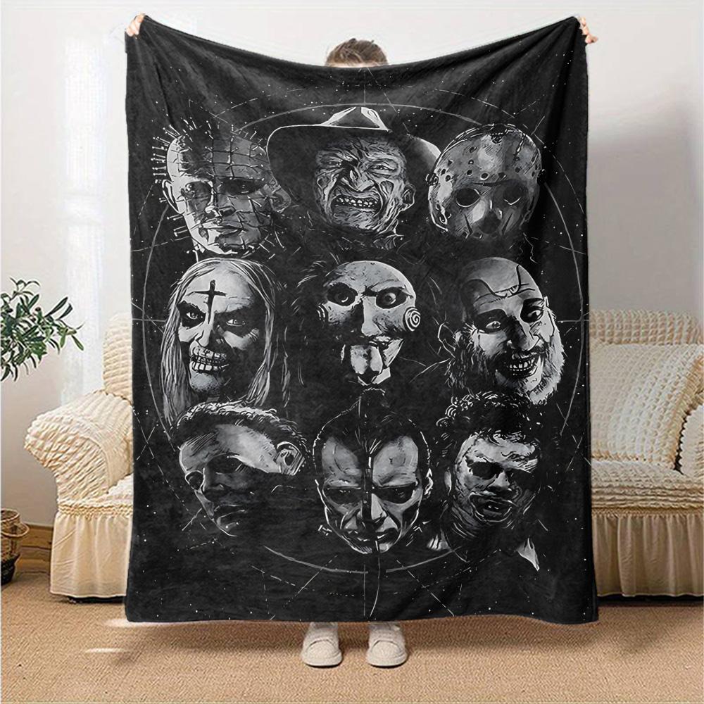 Horror Icons Collage Flannel Blanket Super Soft Warm Cozy Blanket For Sofa Bed Office Travel Allseason Home Decor Gift