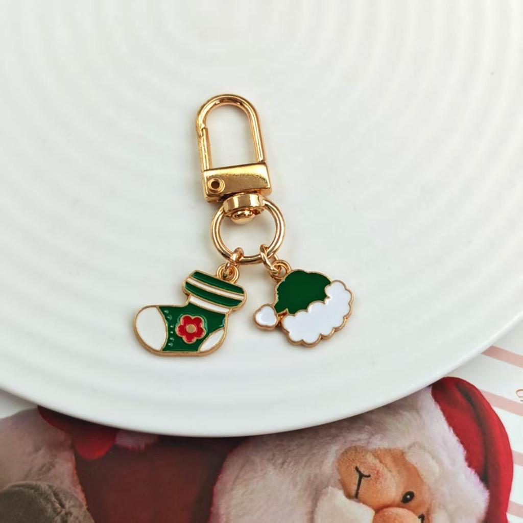 Festive Christmas Keychain: Metal Tree, Snowman & Santa Bag Charm – Stylish Small Gift