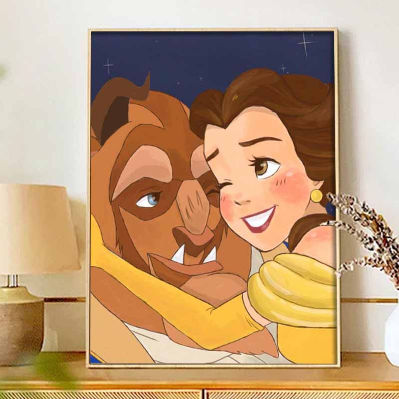 Disney Diamond Painting Beauty and the Beast 5D DIY Diamond Painting Art Diamond Painting Kit Adult/Beginner Gift Idea Home Decor