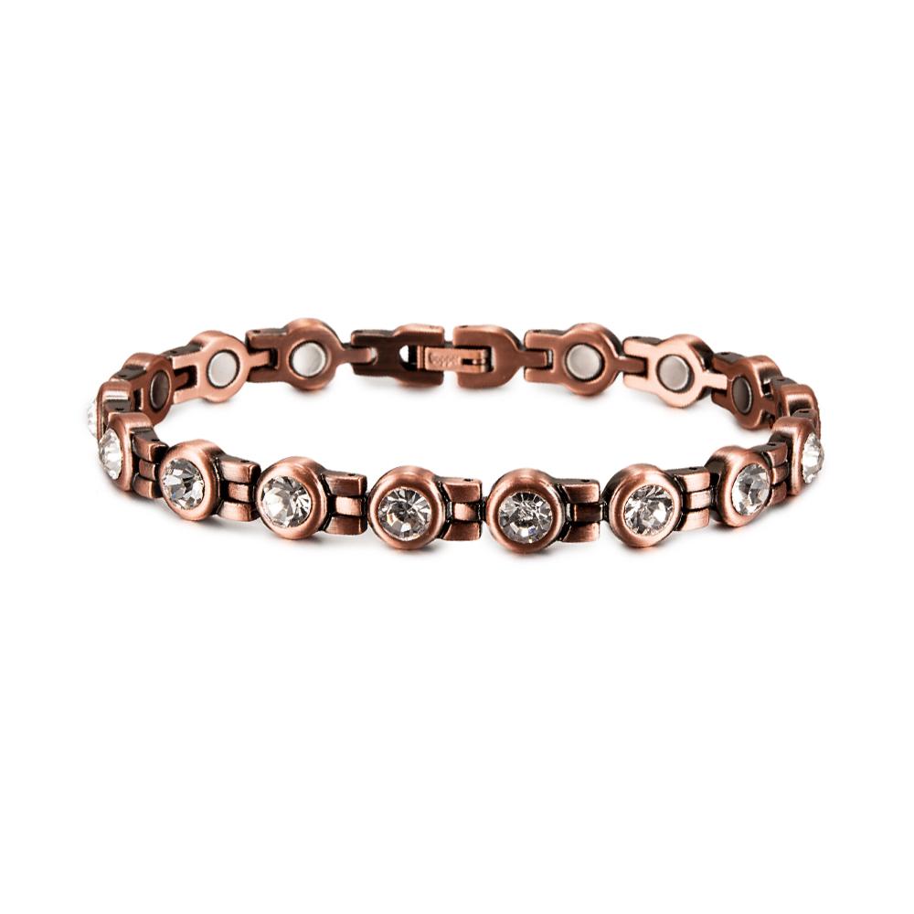 

Pure Copper Magnetic Bracelet Arthritis 21.5cm White Crystals Copper Bracelets for Women Men High Magnet Health Energy Bracelet