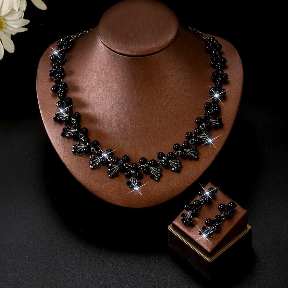 Simulated Pearl Women's Jewelry Set Baroque Statement Rhinestone Jewelry Set Outfit Accessory