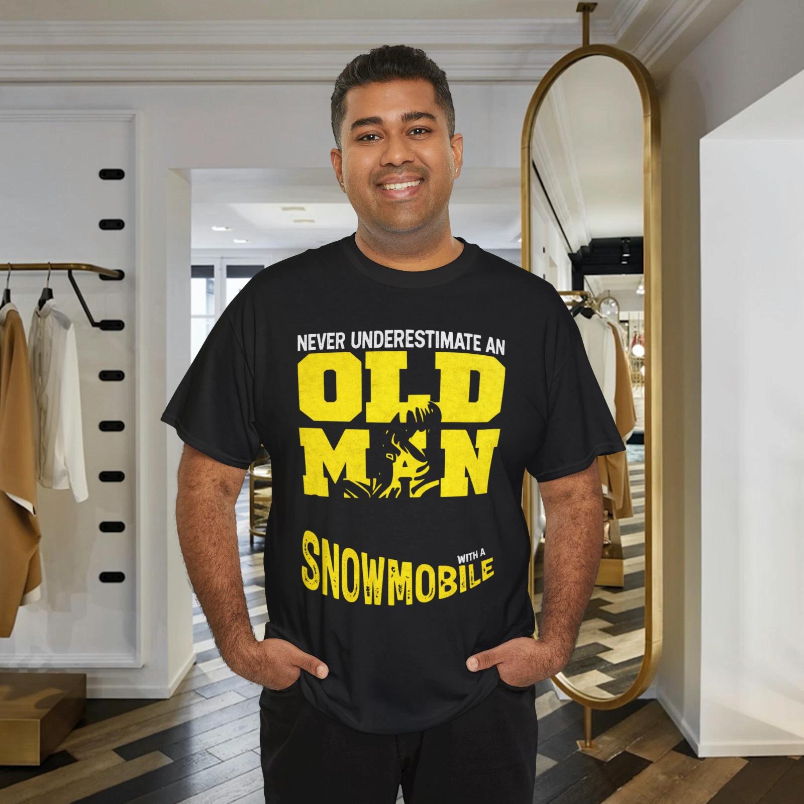 Never Underestimate An Old Man With A Snowmobile Shirt XL