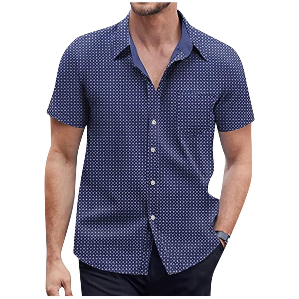 Short Sleeve Button Shirt Men'S Casual Short Sleeve Shirt Loose Shirt With Pocket