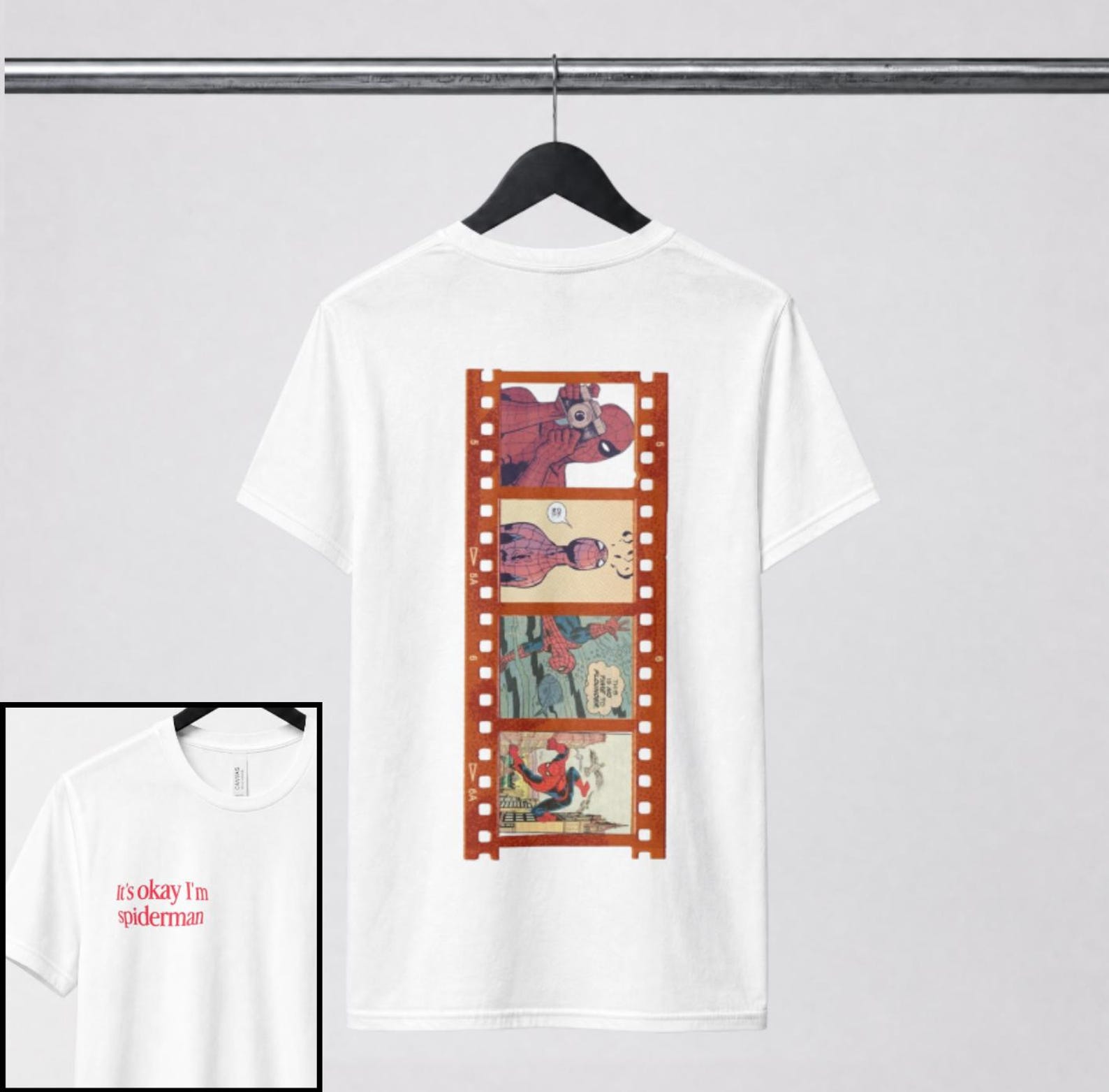 It s Okay I m Spiderman T-Shirt | Minimal Text and Graphic Tee XL