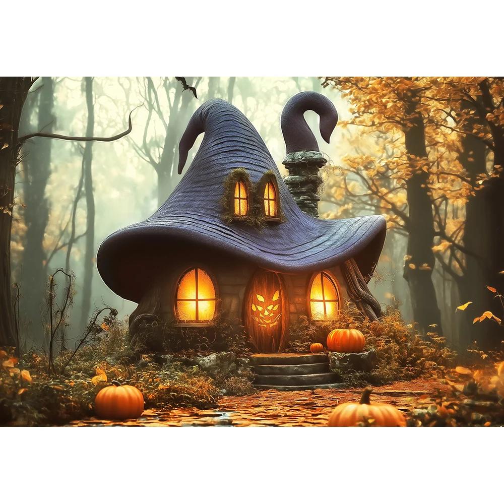 Candyland Pumpkins Gothic Gate Backdrops Kids Adult Photography Child Baby Photocall Halloween Autumn Magical Forest Backgrounds