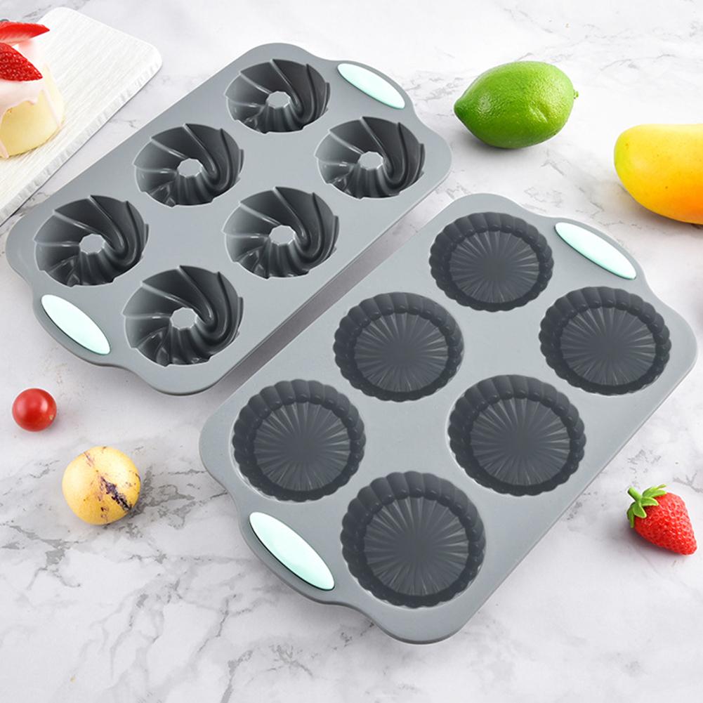 6 Cavity Silicone Cake Mold,Chocolate-Cookie Donut Dessert Mold,Food Grade Muffin Pan,Perfect For DIY Cakes,Soaps,Baking Tools