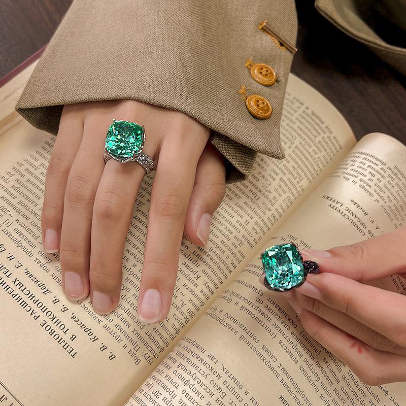 Κοσμήματα Χάλκινος Πυθμένας Επιχρυσωμένο Ρετρό Προσομοίωση Para Πράσινο Μαύρο Χρυσό Ρετρό Δαχτυλίδι Γυναικείο 14 * 16