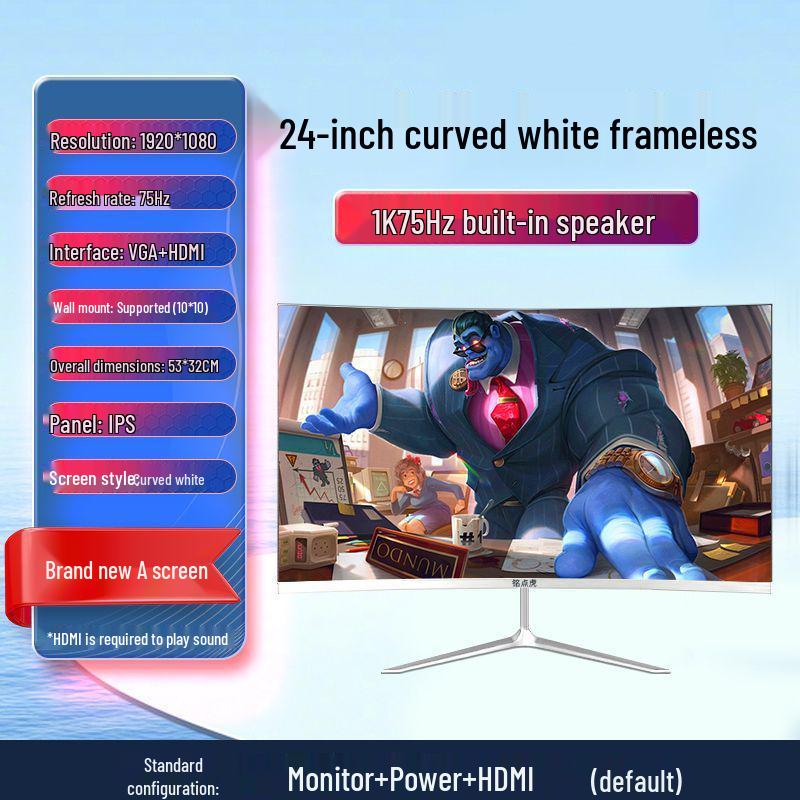 New 27-inch 2K 144Hz Curved Gaming Monitor - Ultra-Thin Bezel-Less Design