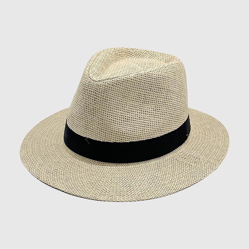 Monofilament grass top hat solid color parent-child papyrus top hat sunshade summer and autumn sunscreen hat outdoor beach straw hat British