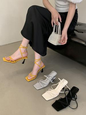 2025 Spring and Autumn New High Heels Wrist Straps Roman Sandals Women's Stiletto High Heels Celebrity Temperament Sandals