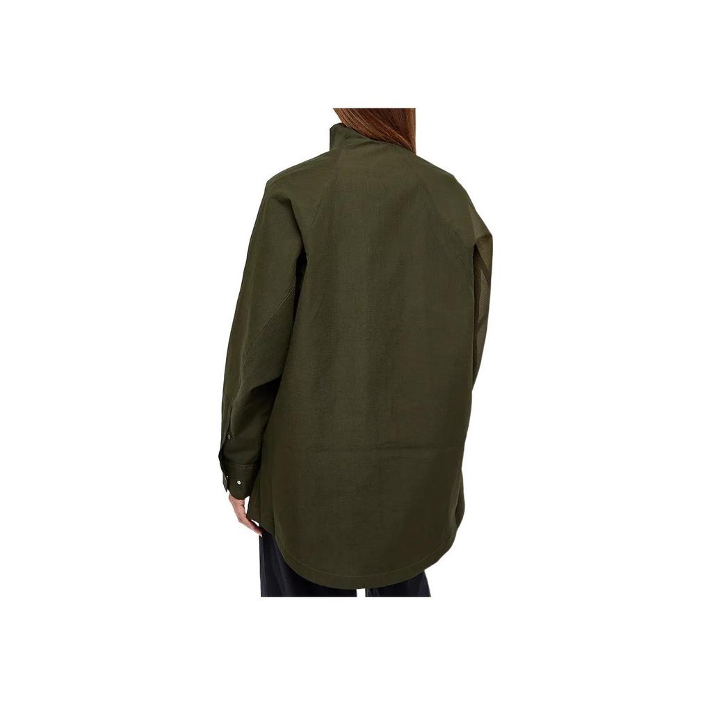 Nike Solid Color Stand Collar Zipper Asymmetrical Exposed Stitch Jacket Women jackets Green DR5399-325