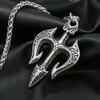 1/316L Stainless Steel Poseidon Trident Necklace for Men Women Greek Mythology Norse Pendant Amulet Jewelry Retro Style