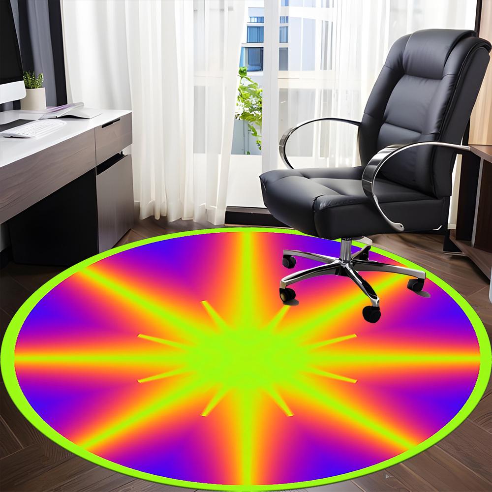1pc Rainbow Circle Chair Carpet for Office, Non-slip, Soft and Durable Office Rug, Perfect for Office yy260127120