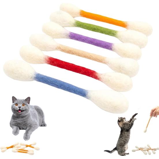 

Cotton Swab Cat Toy with Catnip Felt Cat Chew Stick Teething Toy Kitten Kicker Toy for Indoor Play Interactive Kitty Kicker Accessories 1pc