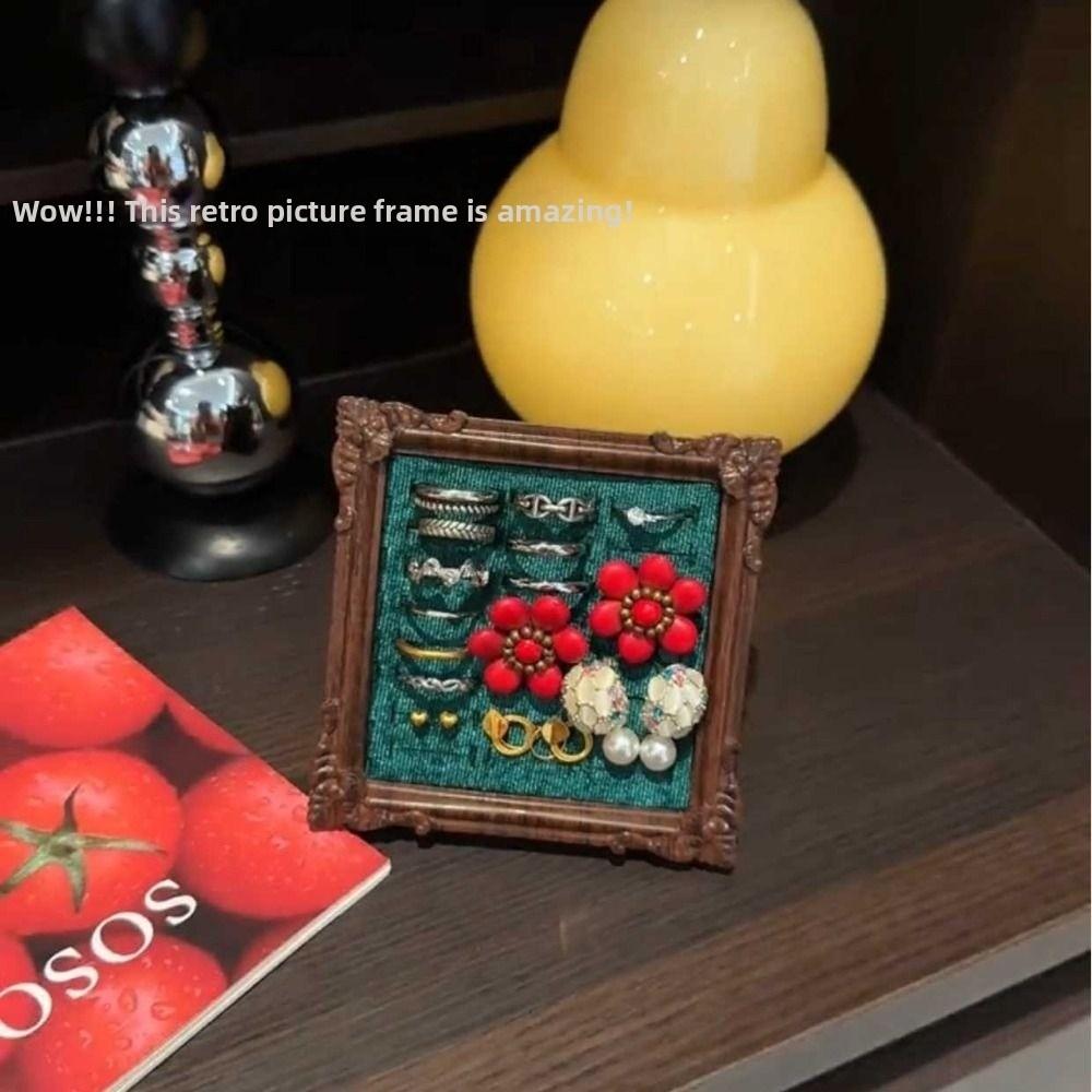 Photo Frame Jewelry Display Tray Wooden Ring Holder Fashion Earring Tray  Shop Window Decoration