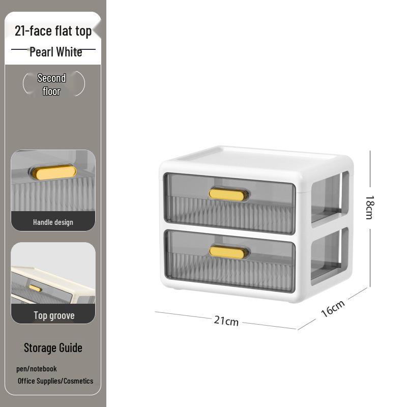 Multi-layer Desktop Organizer: Drawer-Type Storage Box for Office Supplies, Stationery, and Cosmetics