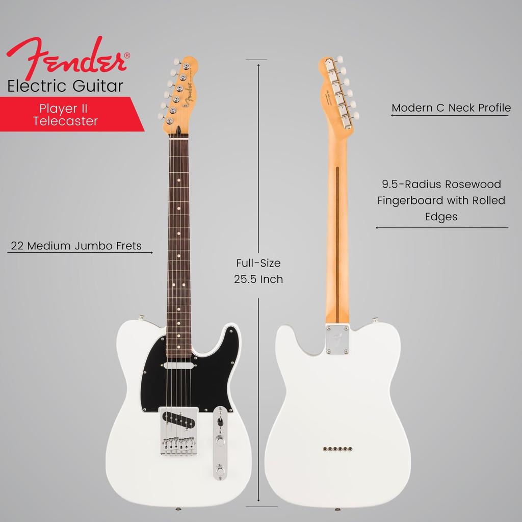 Fender Player II Electric Rosewood Polar with Soft Case Telecaster® Guitar, Fingerboard, White,