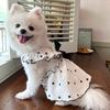 New Cute Printed Summer Dog Princess Dress Bow Heart Thin Puppy Clothing Cotton Kitten Pet Skirt for Small Dogs