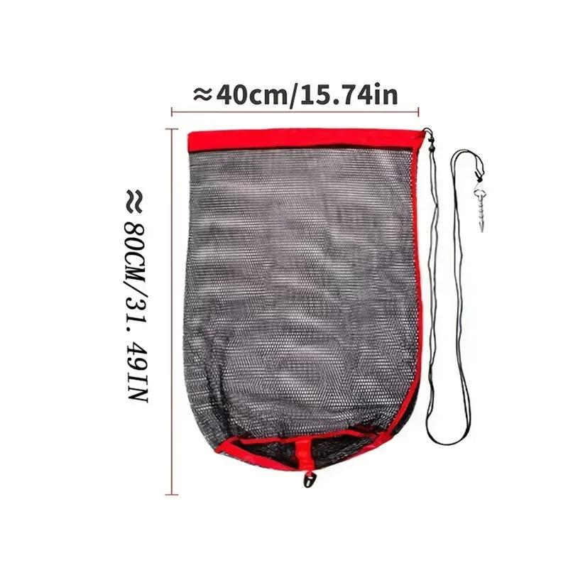 Portable Collapsible Fishing Mesh Bag Thickening Live Fish Net with Bundle Mouth for Outdoor Traps Fishing Crayfish/Shrimp/Eels