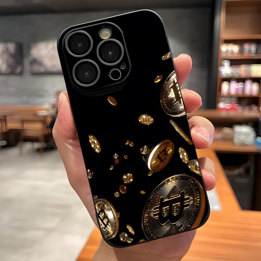Luxury Bitcoin Phone Case For IPhone 17 Pro Max 15 Pro 16 14 Plus 12 13 Mini 11 Pro Shockproof Soft Cover