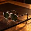 Fashion metal double beam plate sunglasses men's and women's polarized sunglasses sun protection driving glasses simple plate glasses