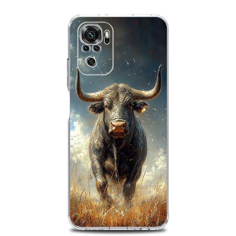 Phone Case For Xiaomi Redmi Note 15 14 13 12 4G 10 11 Pro Plus 5G 14C 13C 12C 10C Clear Soft TPU Cover Bull Animal