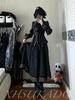 XHSUKADO Gothic Lolita Irregular Long Size L Women's Dress, Halloween, Lace, Jabot, Lace-Up, Long, Ruffled, Hem, Dark, Spider, Noble, Gothic,