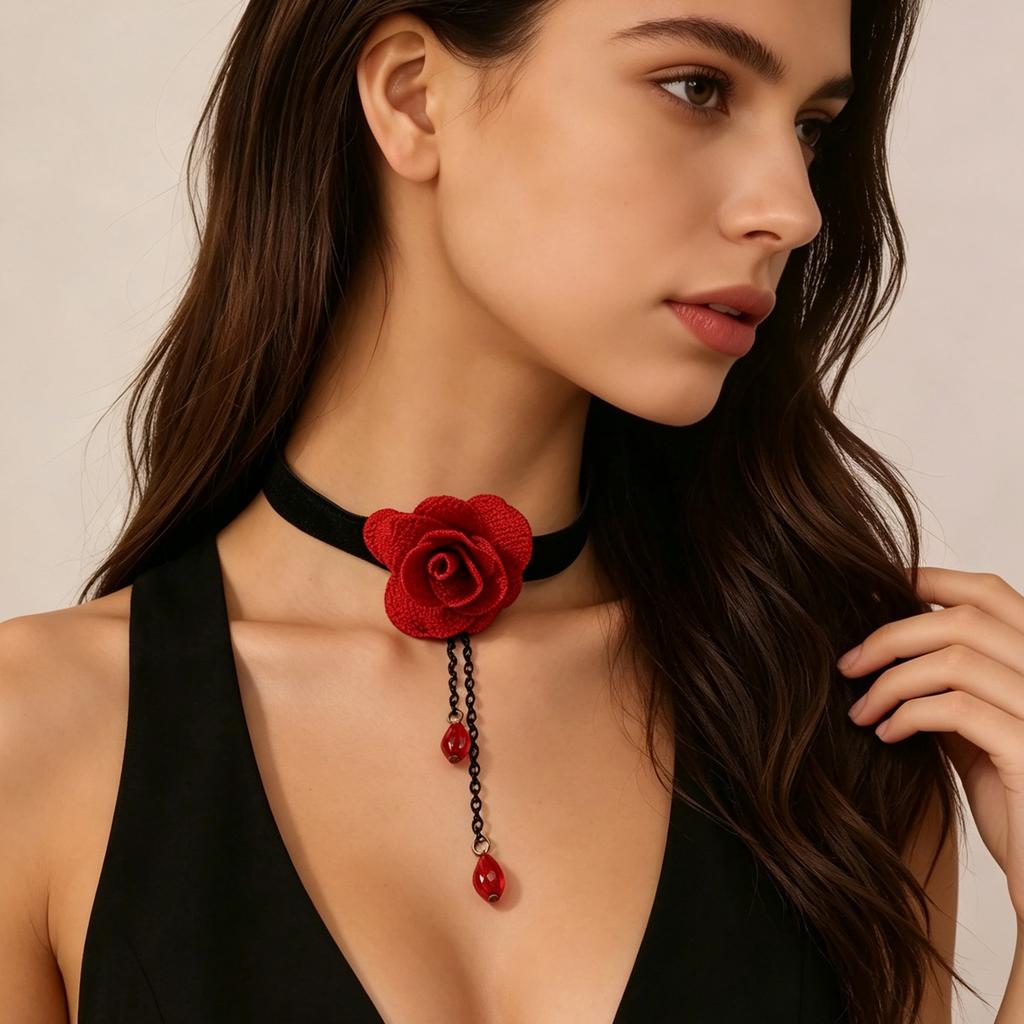 Necklace fashion retro style rose necklace female gothic collarbone chain collar collar accessories choker