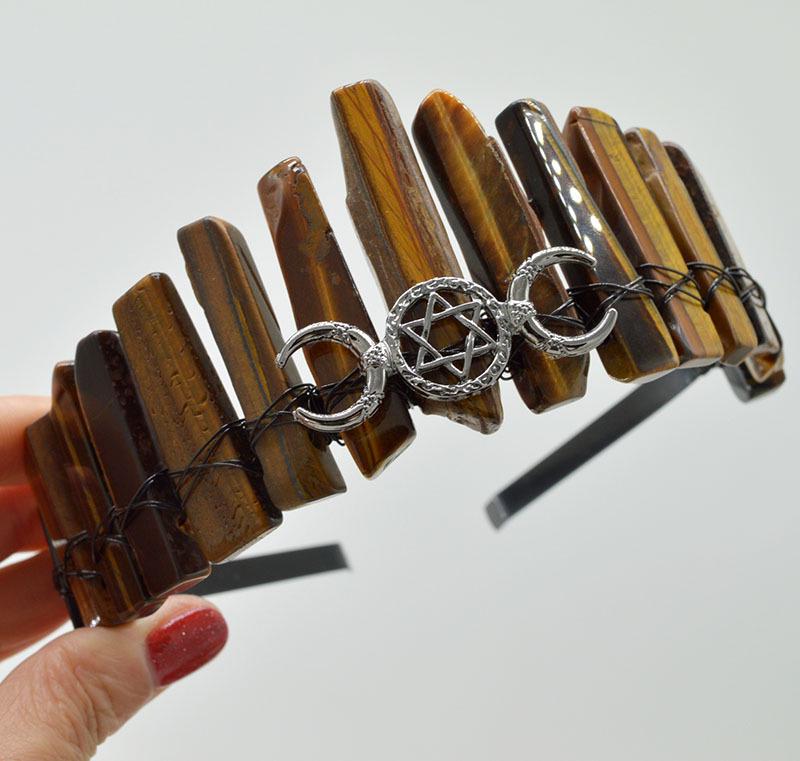 Natural Crystal Moon Witch Halloween Crown Headband