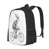 Even A Gentleman Rides Hot Sale Backpack Fashion Bags Wild Deer Animals Pencil Bike Bicycle Ride Birds Forest Woods Mountain