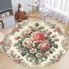 3D Round Vintage Rose Area Rug Floral Print Soft Non-Slip Carpet for Bedroom Living Room Valentine's Day Romantic Home Decor