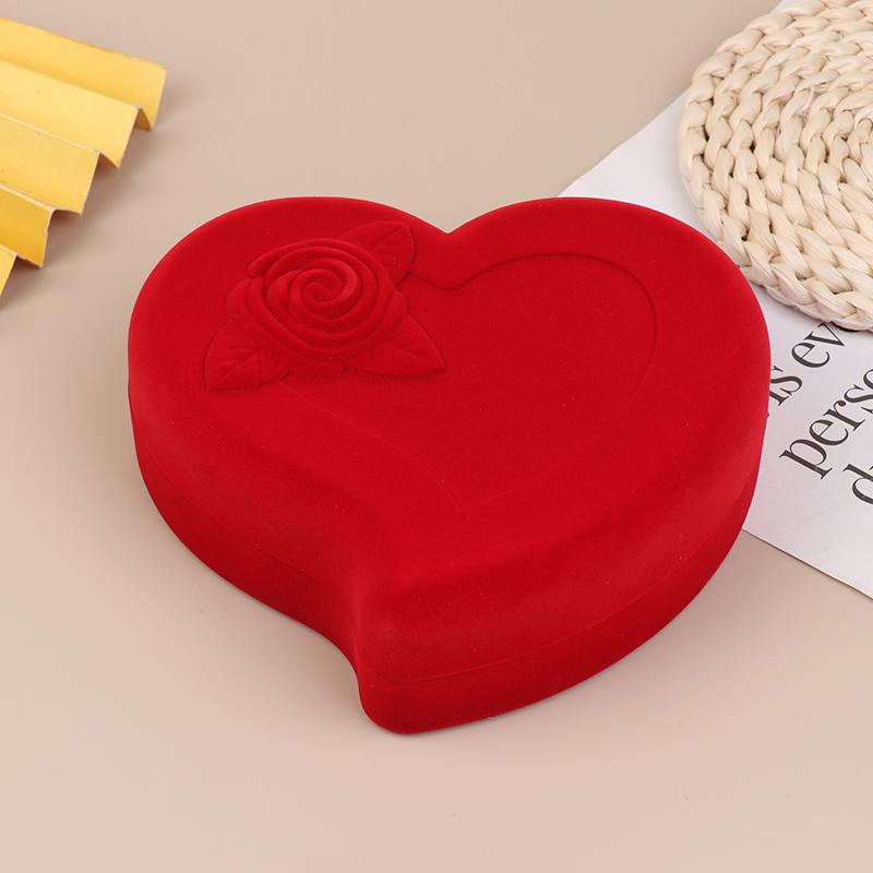 Velvet Heart-Shaped Necklace Pendant Packaging Box Valentine'S Day Engagement Proposal Wedding Ring Box Gift Box Jewelry Case