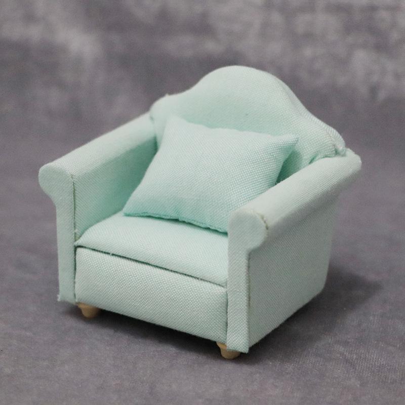 

1:12 Dollhouse Miniature White Fabric Sofa - Living Room Furniture Model зелёный