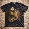 Comfort Colors Great Horned Owl Shirt, Owl Moon Graphic Tee, Vintage Yellow Stone Wildlife Shirt, Bird Lover Gift, Nocturnal Nature T Shirt