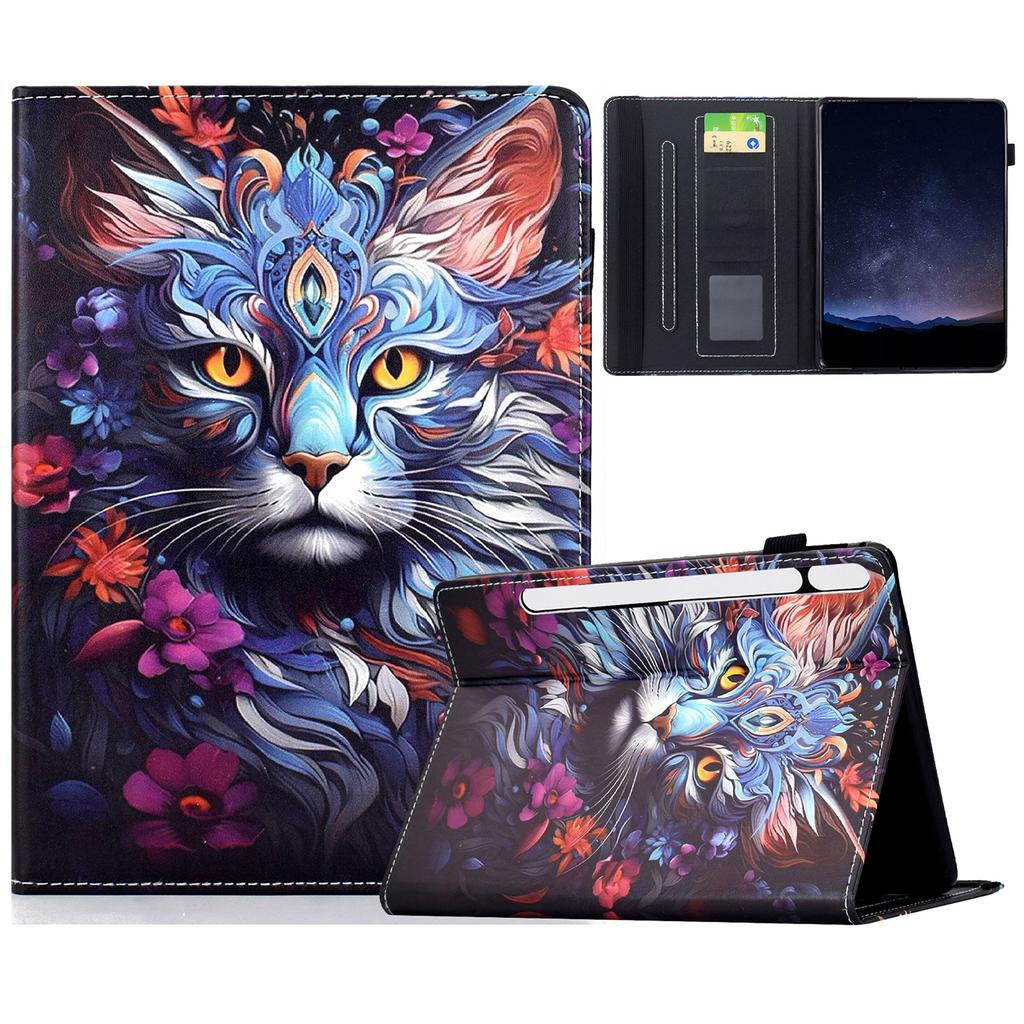 For Samsung Galaxy Tab S10 FE+ Leather Case Pattern Print Card Slots Stand Auto Sleep Wake Tablet Cover