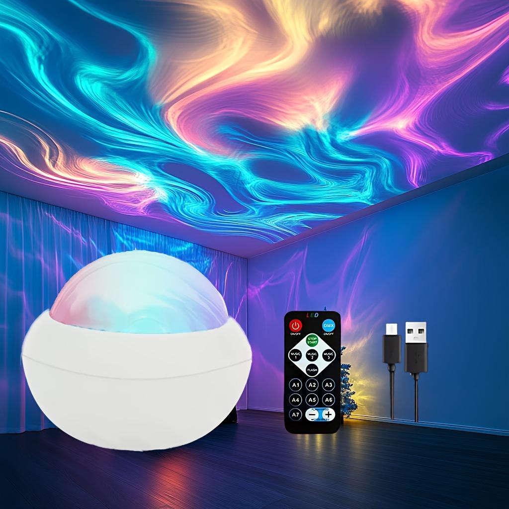 

1PC Star Projector Night Light - USB Powered Galaxy Lamp with Remote Water Ripple & RGB Color Changing for Home Decor білий