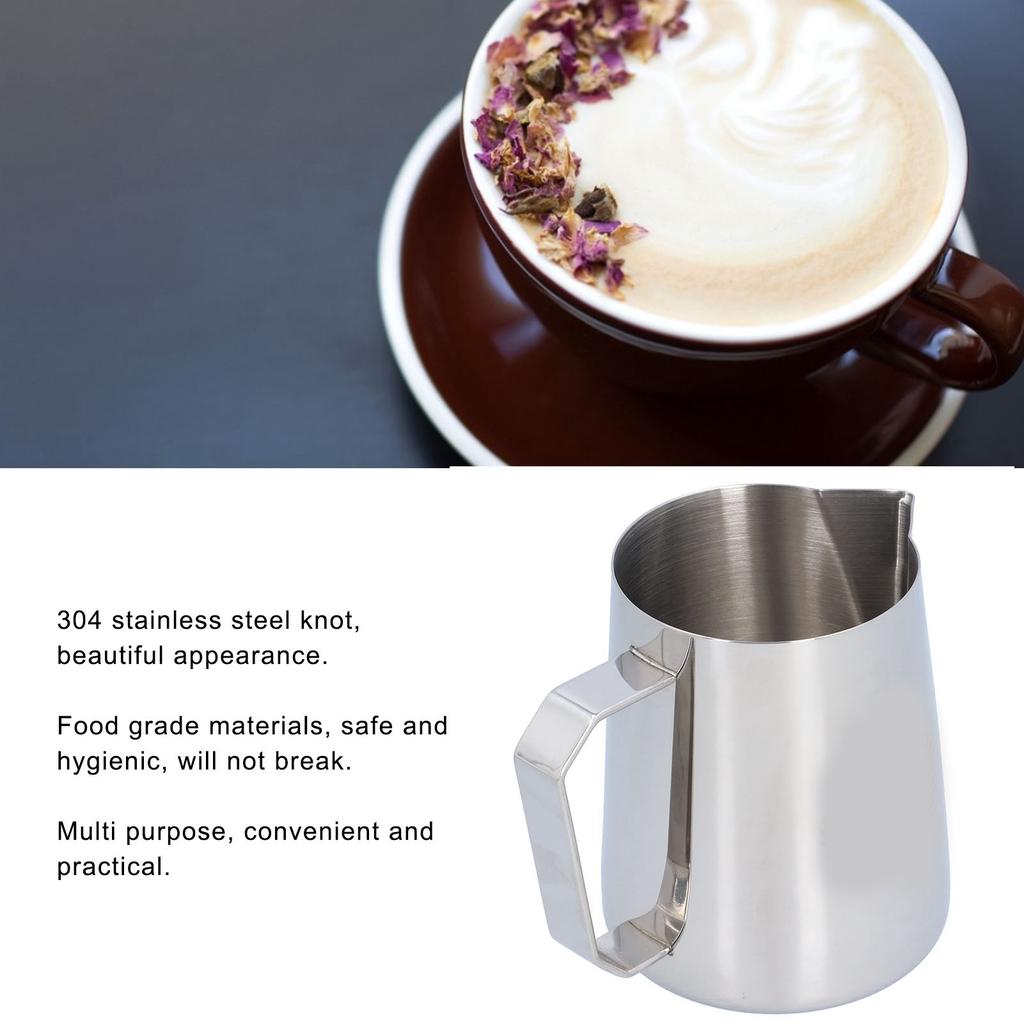 Milk Frothing Pitcher Stainless Steel 600ML Steaming Pitcher for Milk Frother   Arts(600ml;with  : )