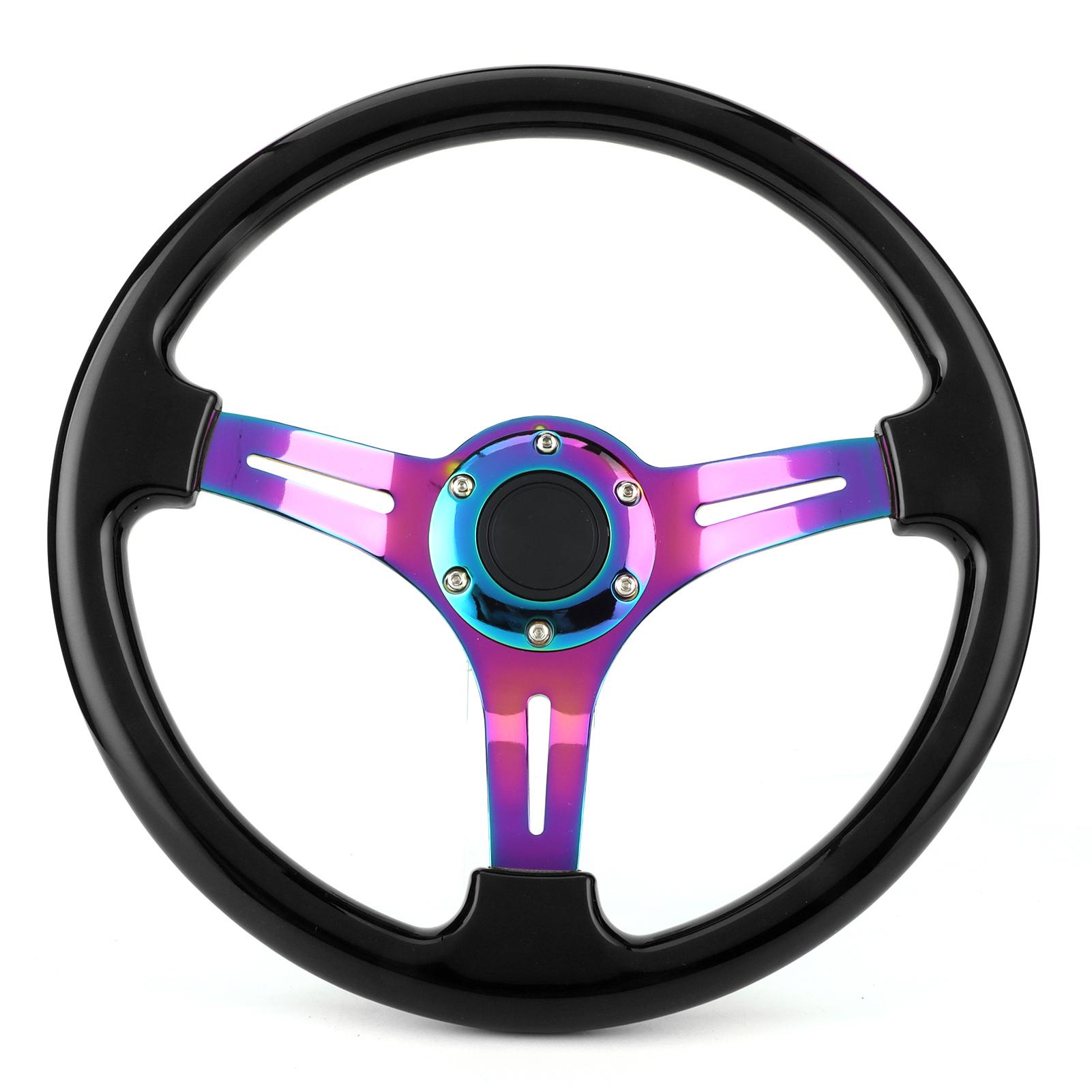 

Замена гоночного рулевого колеса диаметром 350 мм, универсальная глубокая тарелка 6Отверстие Черный Рог Провод