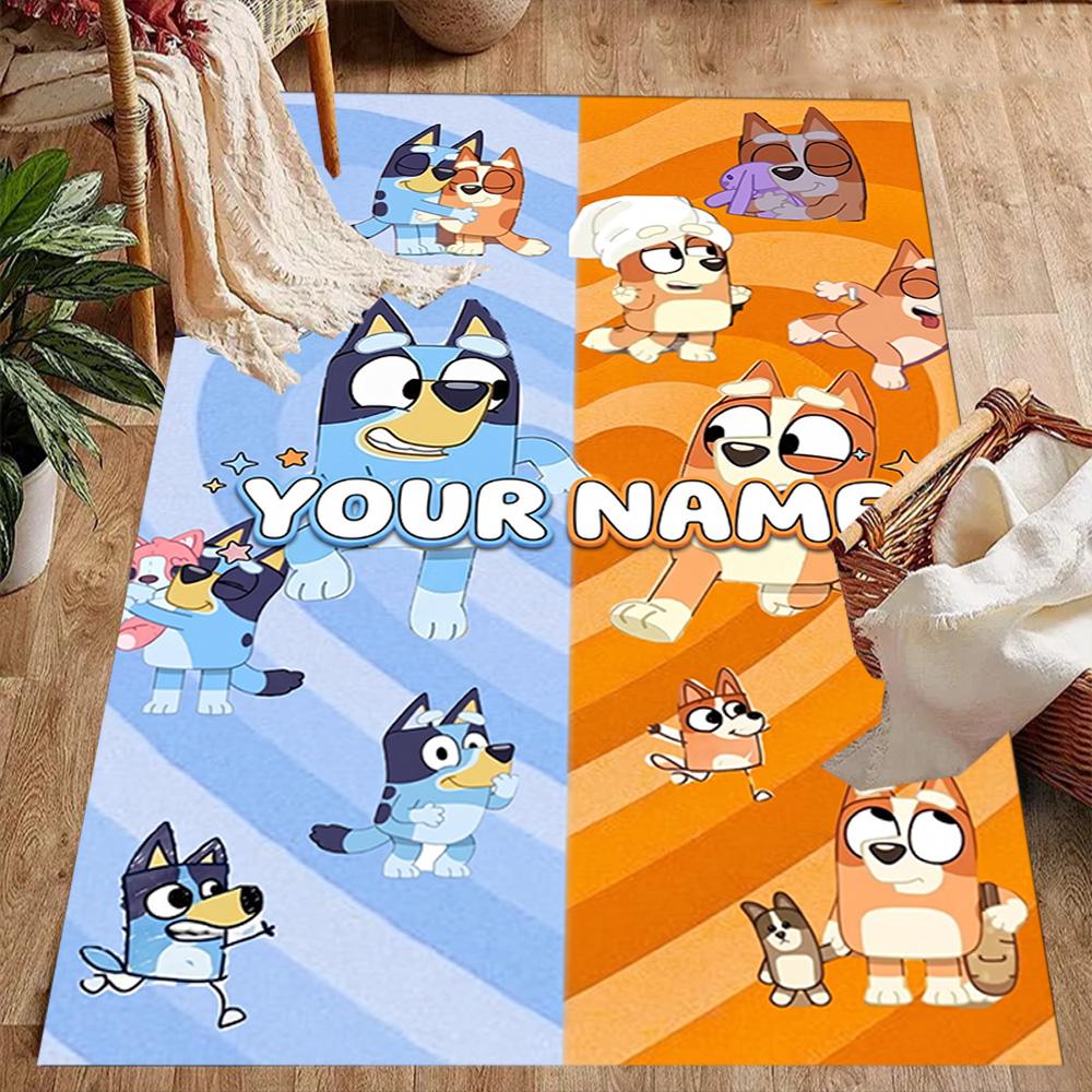 Bluey Customize Text Floor Mat Suitable for Bedrooms Living Rooms Dining Room Balcony Antislip Carpet Anime Office Decor