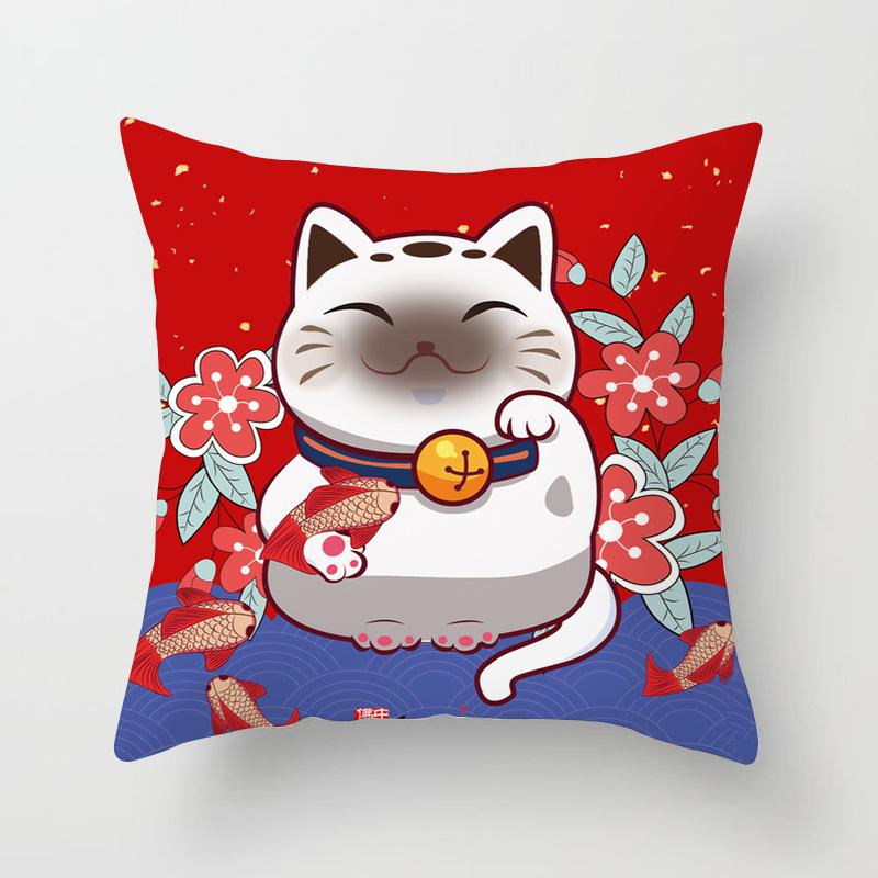 New Style of Lucky Cat Series Pillowcases, Home Office Sofa Pillow Cushion Covers, Seats