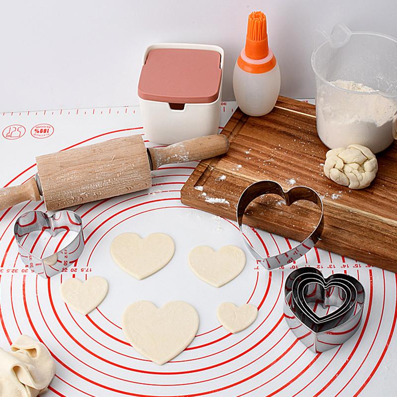 6PCS DIY Heart Love Stainless Steel Cookie Cutter Mold Biscuit Mold Fondant Pastry Cake Decoration Baking Tool