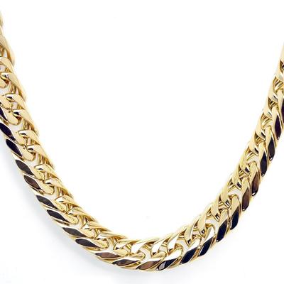 [Silver One] Double Curb Chain Necklace [Gold 6-sided Cut, 15mm Width] [50cm Length] Snap-in Type, Thick, Men's (Stainless Steel Chain, Gold)