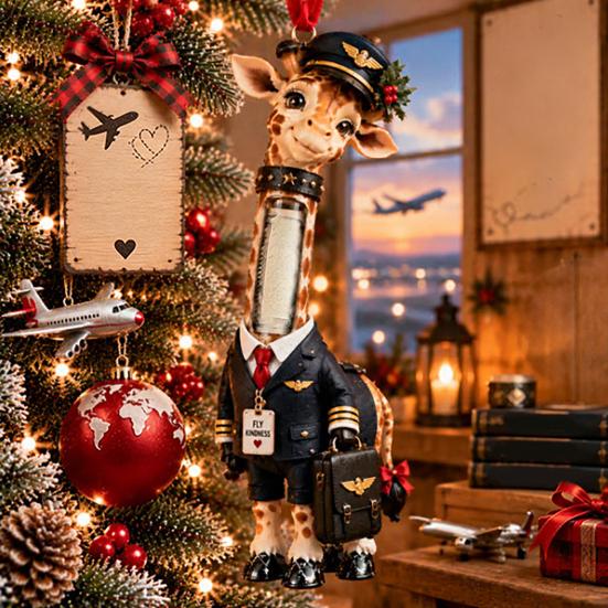 Giraffenmuster Hängende Ornamente Weihnachten Geldhalter Ornament, Acryl Geldklammer Dekoration für Leichte Dekorationen Baumtasche Auto, Süßer Beruf