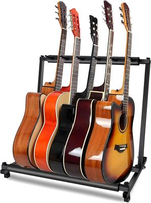 KAKETE Gitarrenständer für 5 Gitarren, mit Kratzschutz, stabil und einfach zu bedienen, neuestes Stahlmodell, kompatibel mit akustischen Instrumenten, 5-fach Ständer, Gitarren, Stabil,