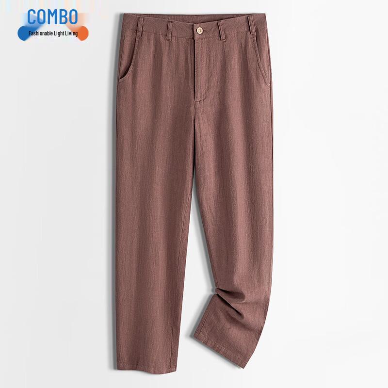Men s Kangbo Summer Ramie Cotton Blend Loose Straight Pants 2XL