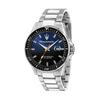 Sfida Acciaio Inossidabile Quadrante Nero e Blu Quarzo R8853140001 100M Orologio da Uomo