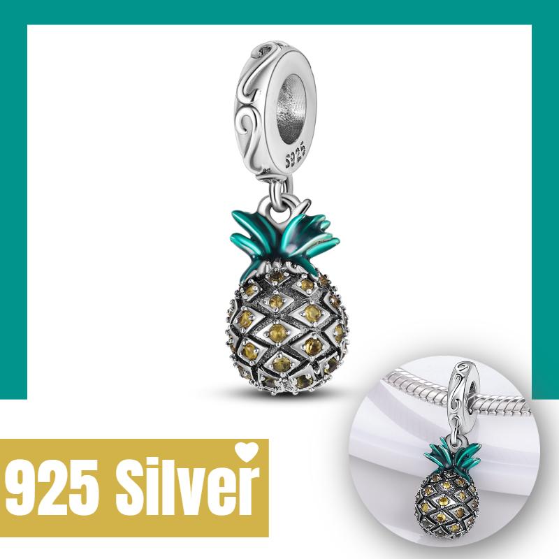 New Summer Fruit Cherry Strawberry Watermelon Charms Fit Bracelets Necklace Beads Diy Copper Women Jewelry Making