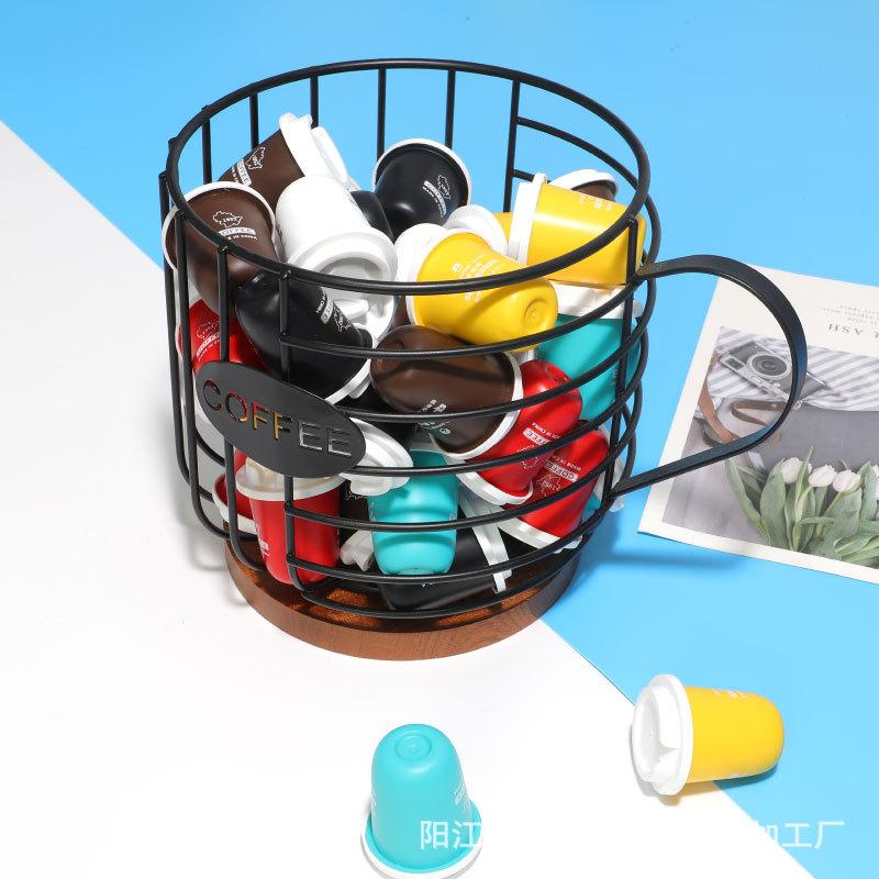 Nordic INS Metal Storage Basket with Lid Handle, Coffee Capsule Fruit Snack Organizer