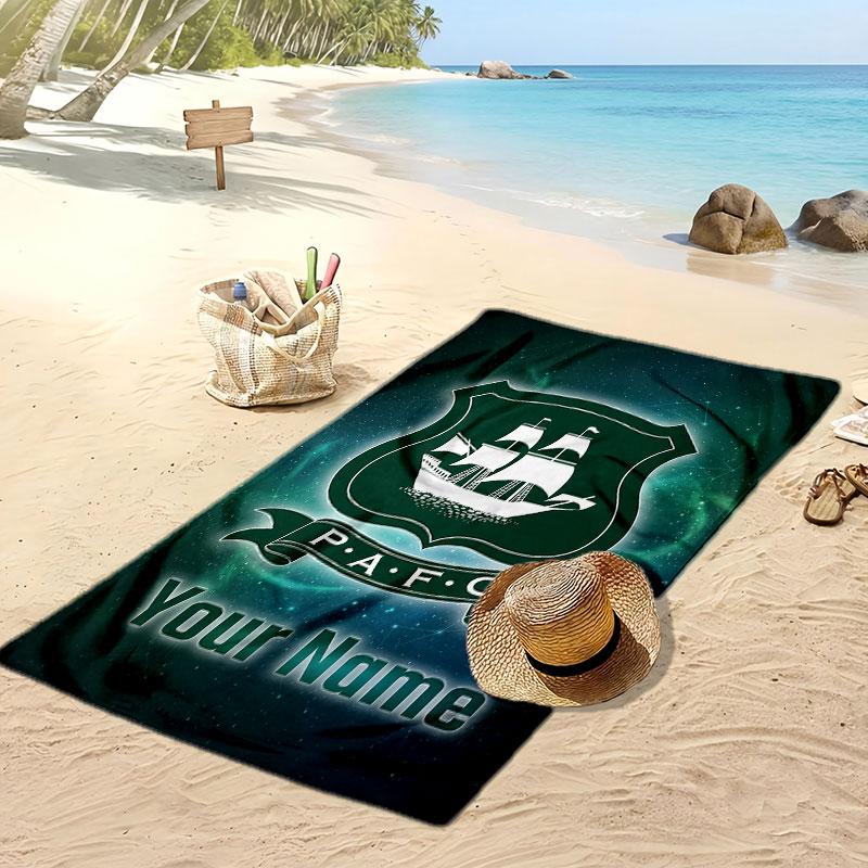 Plymouth Argyle FC Gepersonaliseerde Bedrukte Strandlaken Voetbal Logo Steun Aangepaste Naam Tekst Absorberende Handdoek Voor Sport Reizen Speciaal Cadeau